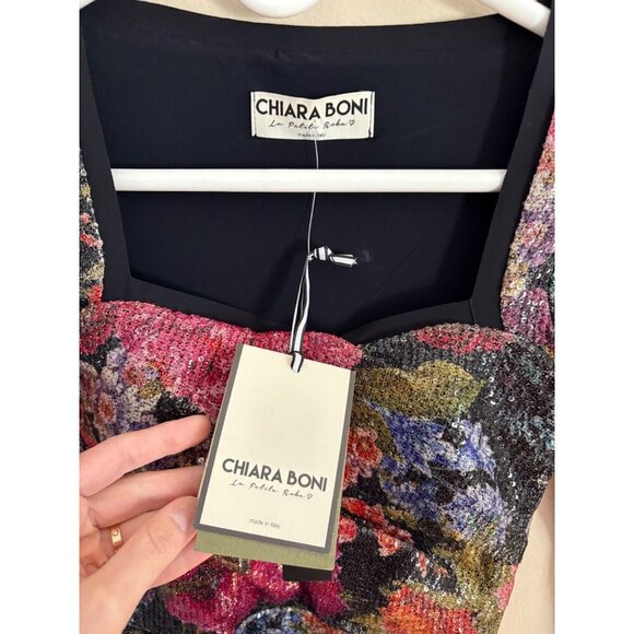 CHIARA BONI La Petite Robe NWT  Cesarima Floral Sequined Midi Dress Size 2 - Picture 6 of 17
